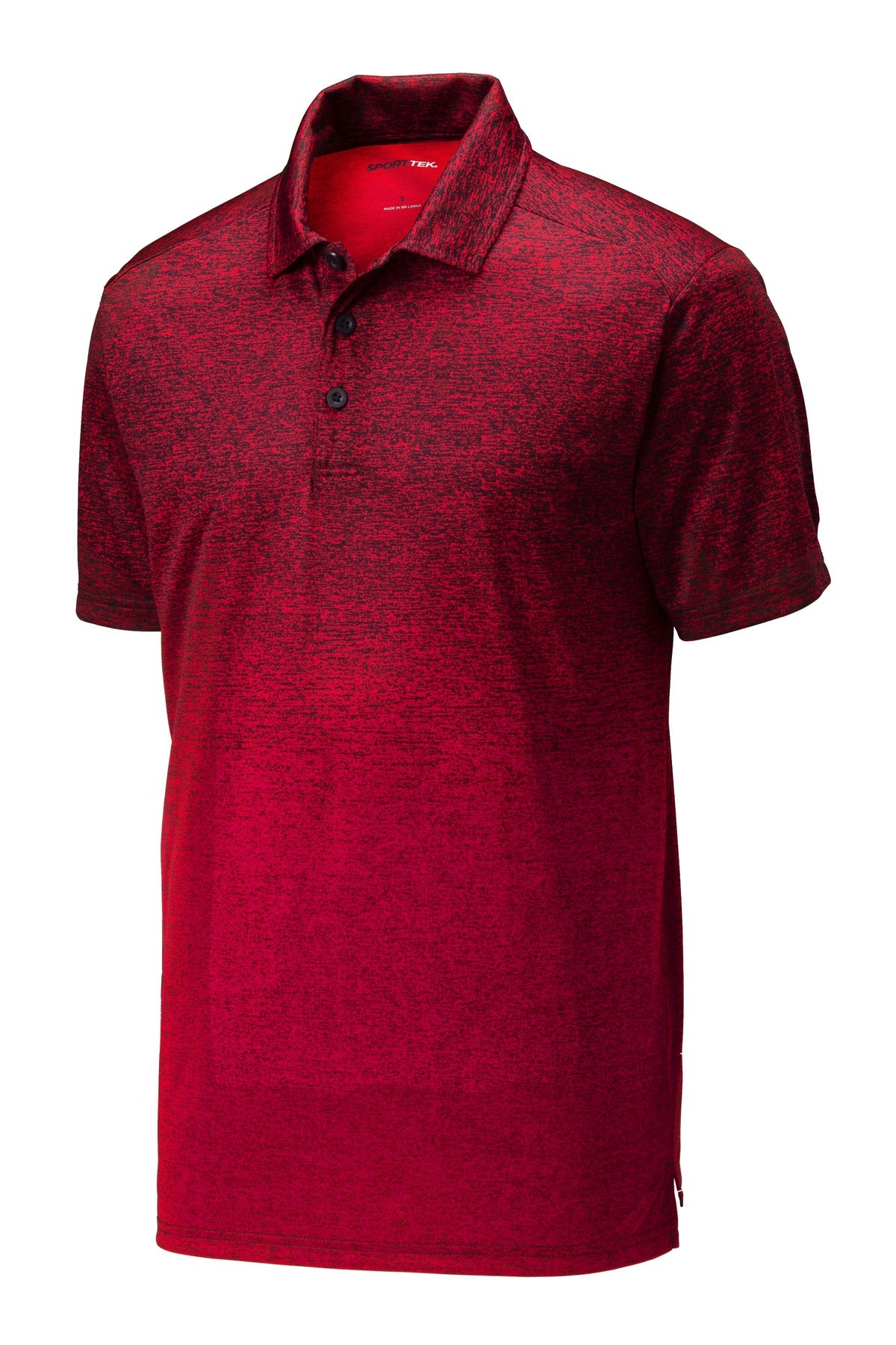Sport-Tek  Ombre Heather Polo - Deep Red/ Black