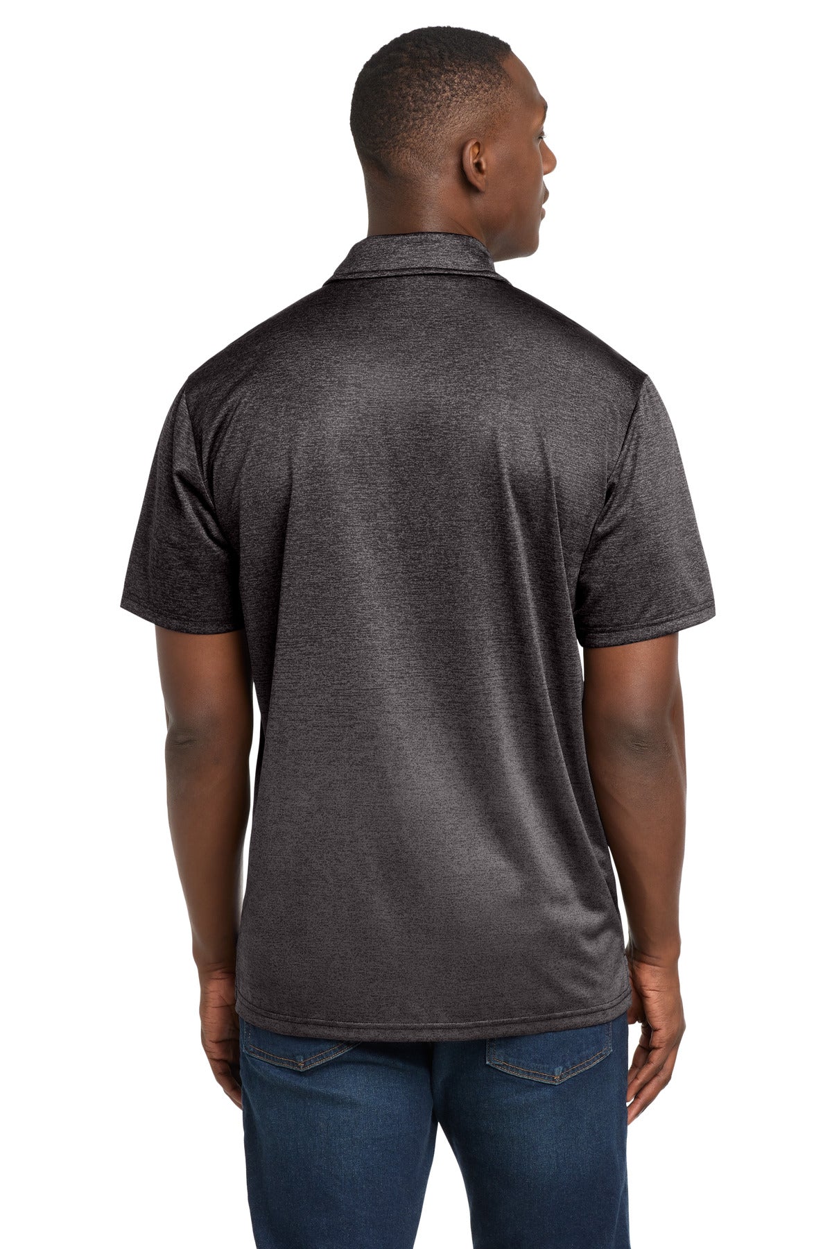 Sport-Tek  Ombre Heather Polo - Iron Grey/ Black