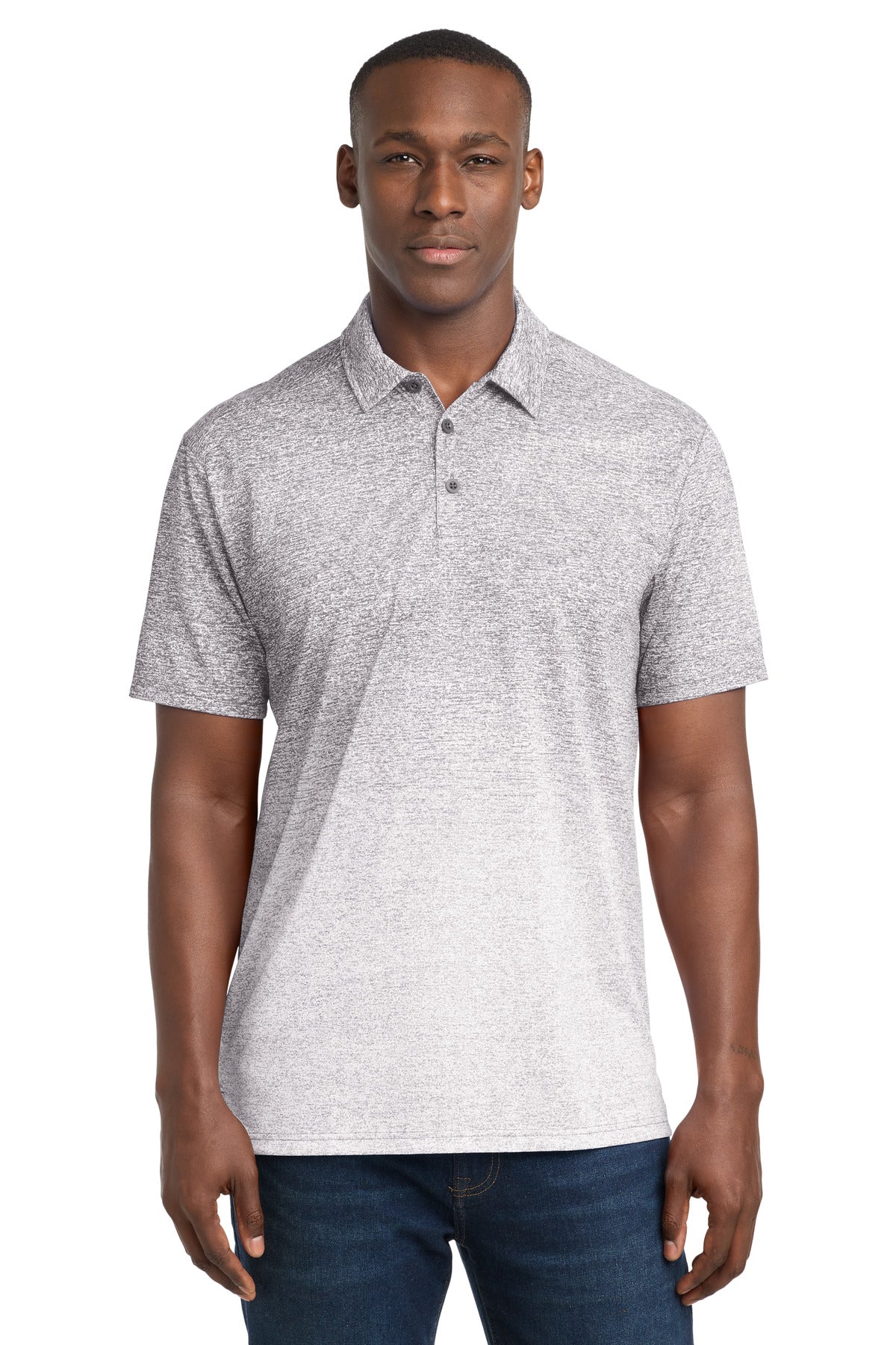 Sport-Tek  Ombre Heather Polo - White/ Graphite