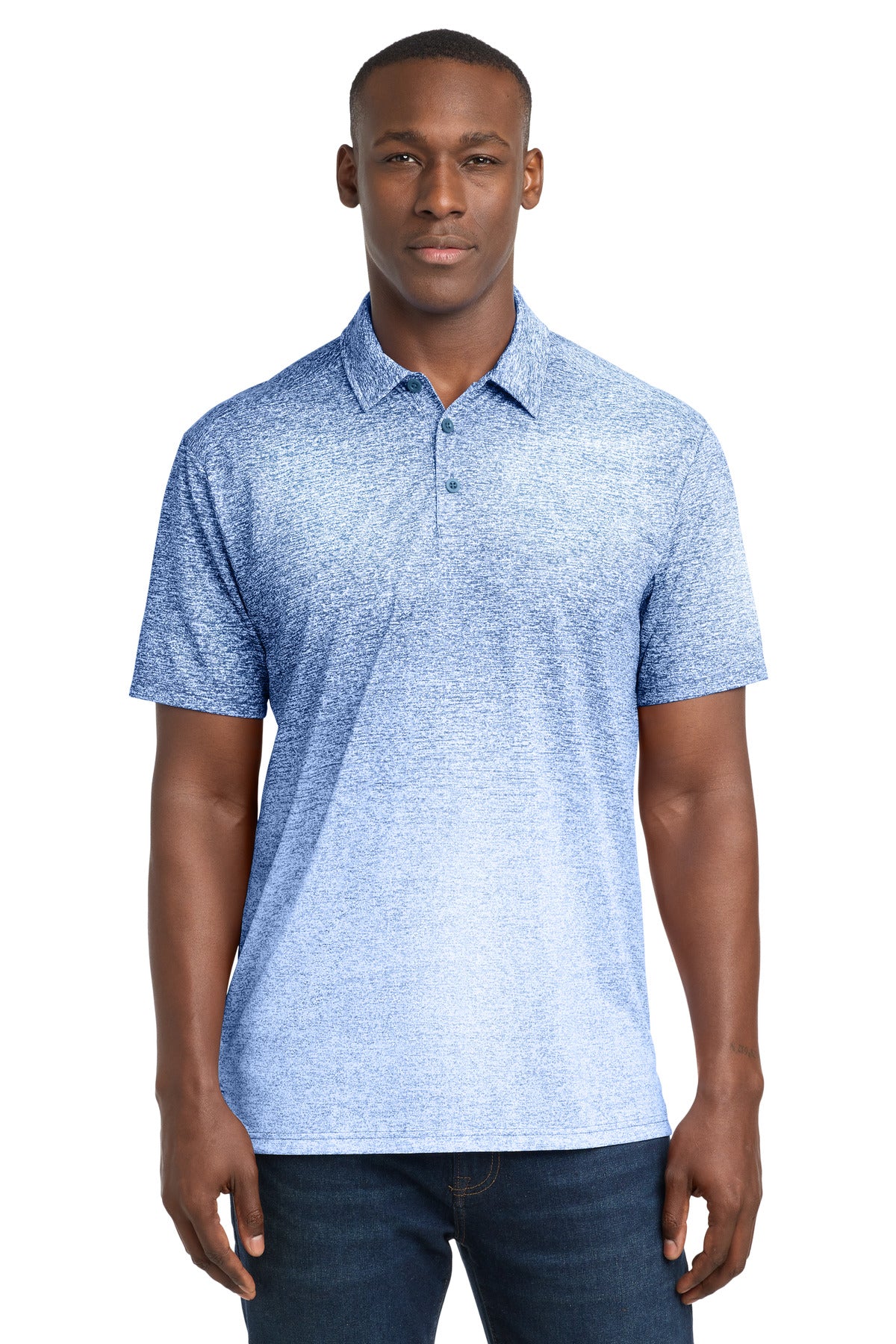 Sport-Tek  Ombre Heather Polo - White/ True Royal