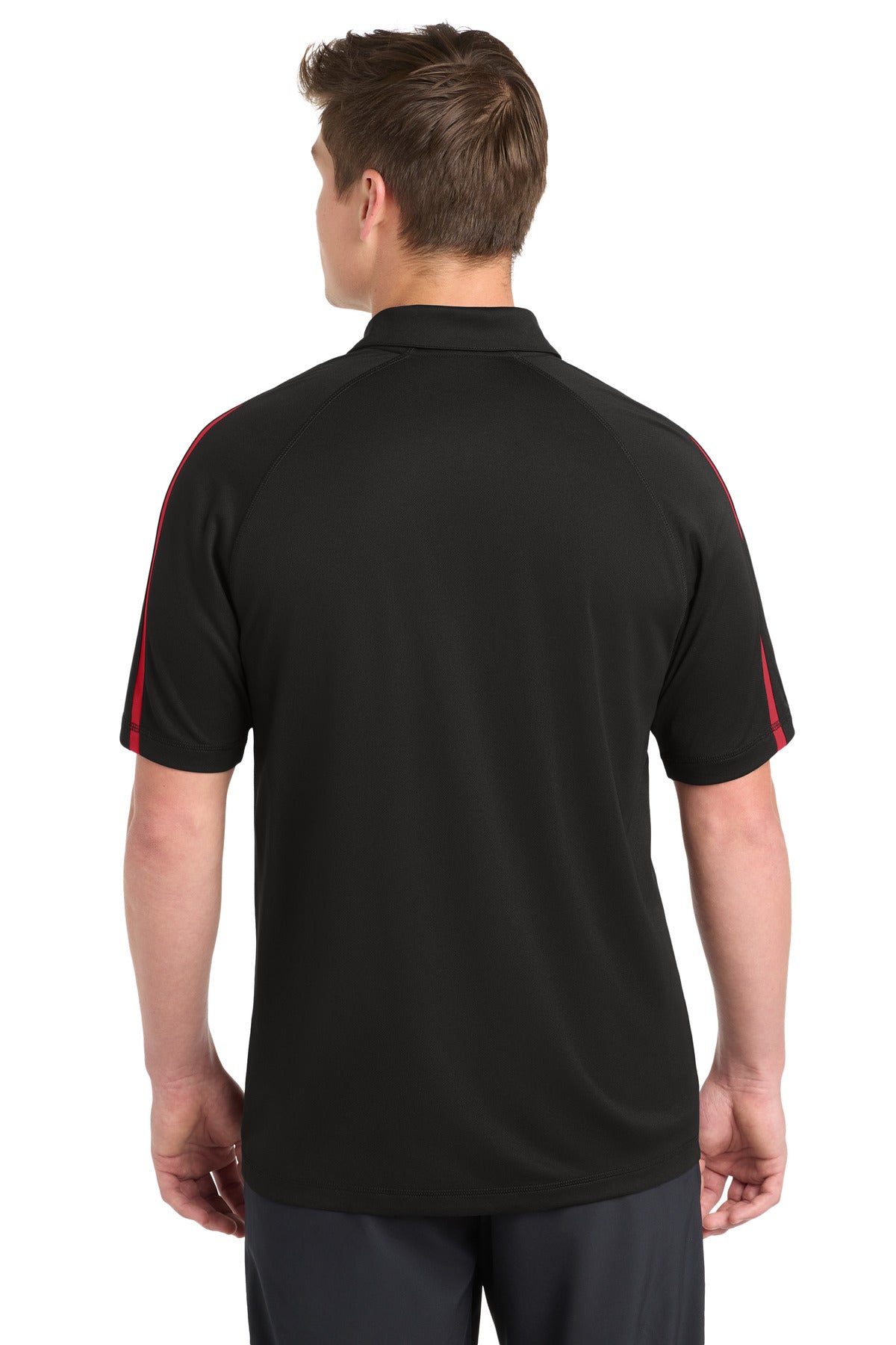 Sport-Tek PosiCharge Micro-Mesh Colorblock Polo - Black/ Red