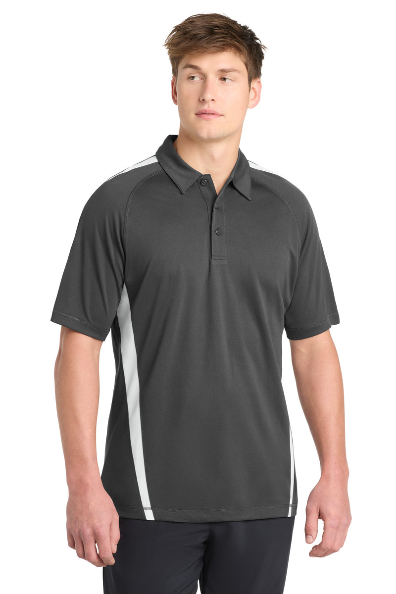 Sport-Tek PosiCharge Micro-Mesh Colorblock Polo - Iron Grey/ White