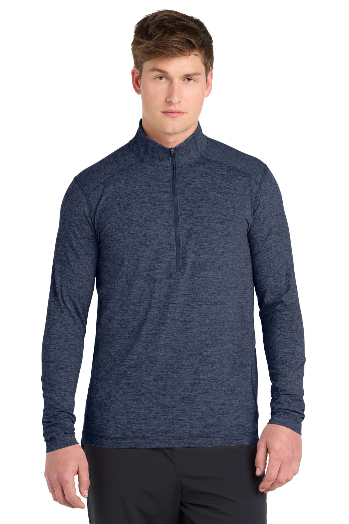 Sport-Tek  Exchange 1.5 Long Sleeve 1/2-Zip - Dark Denim Heather