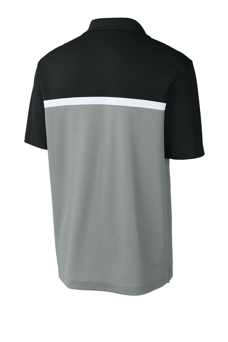 Sport-Tek UV Micropique Colorblock Polo - Black/ Grey Concrete Heather/ White