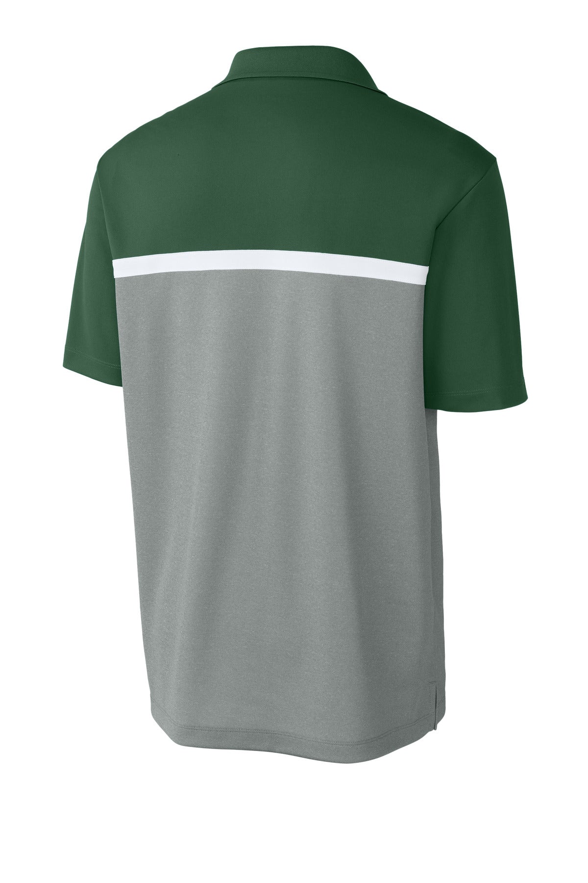 Sport-Tek UV Micropique Colorblock Polo - Forest Green/ Grey Concrete Heather/ White