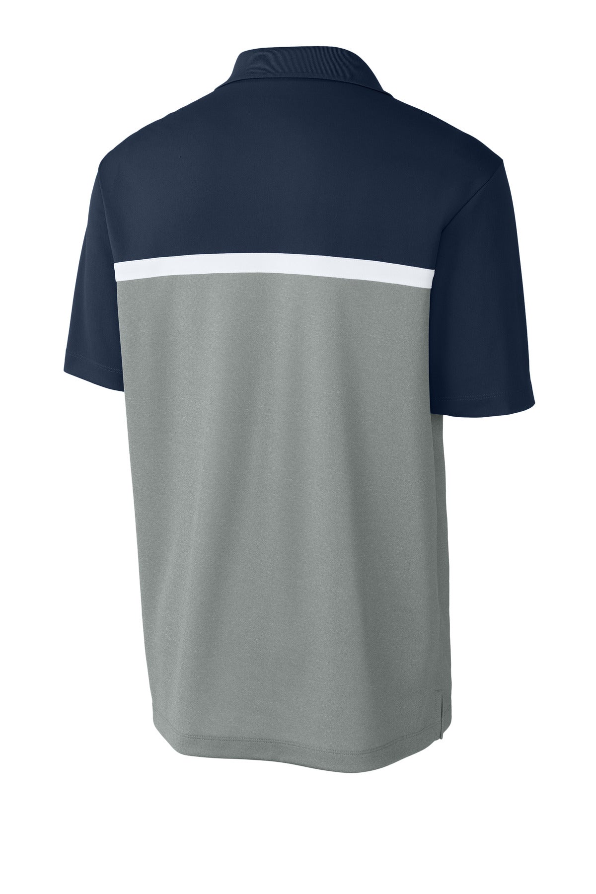 Sport-Tek UV Micropique Colorblock Polo - True Navy/ Grey Concrete Heather/ White