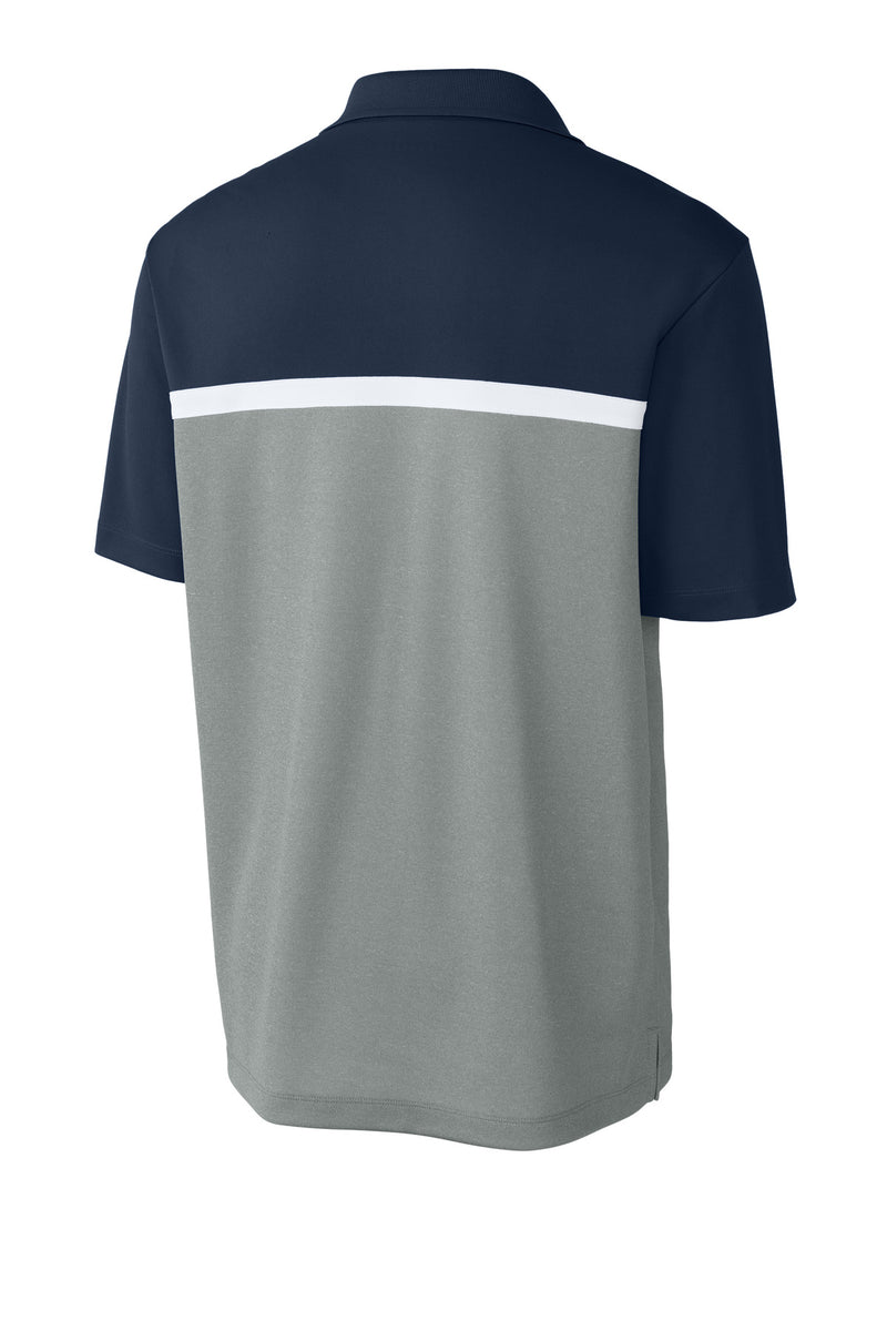 Sport-Tek UV Micropique Colorblock Polo - True Navy/ Grey Concrete Heather/ White