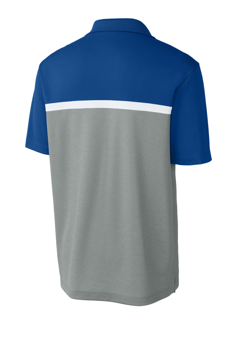 Sport-Tek UV Micropique Colorblock Polo - True Royal/ Grey Concrete Heather/ White