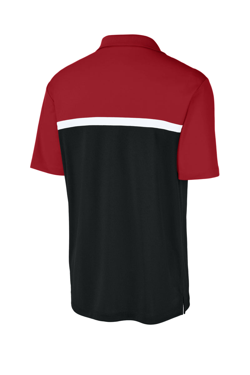 Sport-Tek UV Micropique Colorblock Polo - Deep Red/ Black/ White