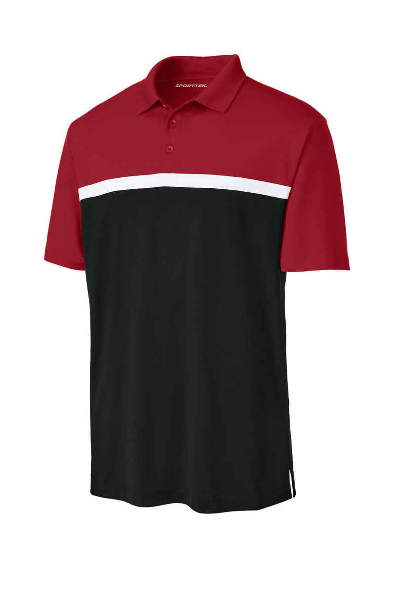 Sport-Tek UV Micropique Colorblock Polo - Deep Red/ Black/ White