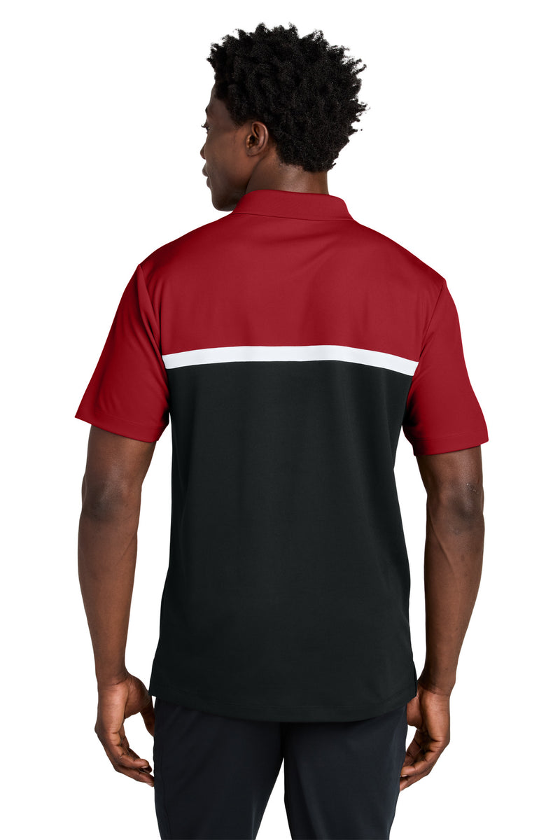 Sport-Tek UV Micropique Colorblock Polo - Deep Red/ Black/ White