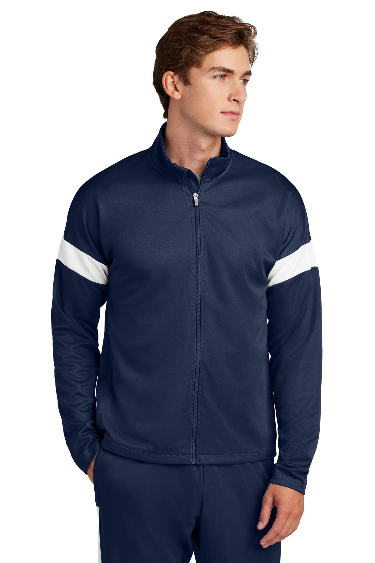 Sport-Tek Travel Full-Zip Jacket - True Navy/ White