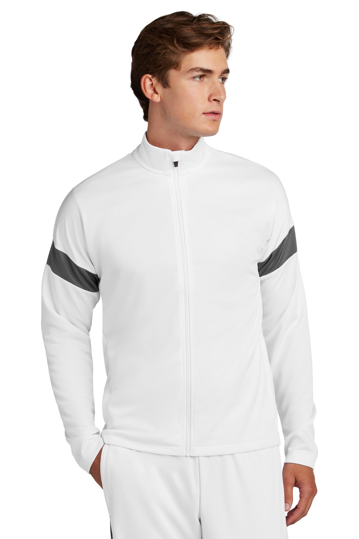 Sport-Tek Travel Full-Zip Jacket - White/ Iron Grey