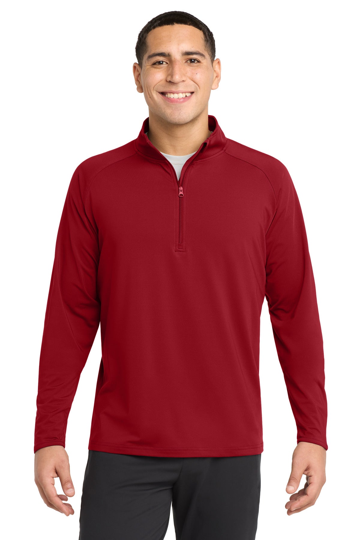 Sport-Tek Sport-Wick Stretch 1/4-Zip Pullover - Deep Red