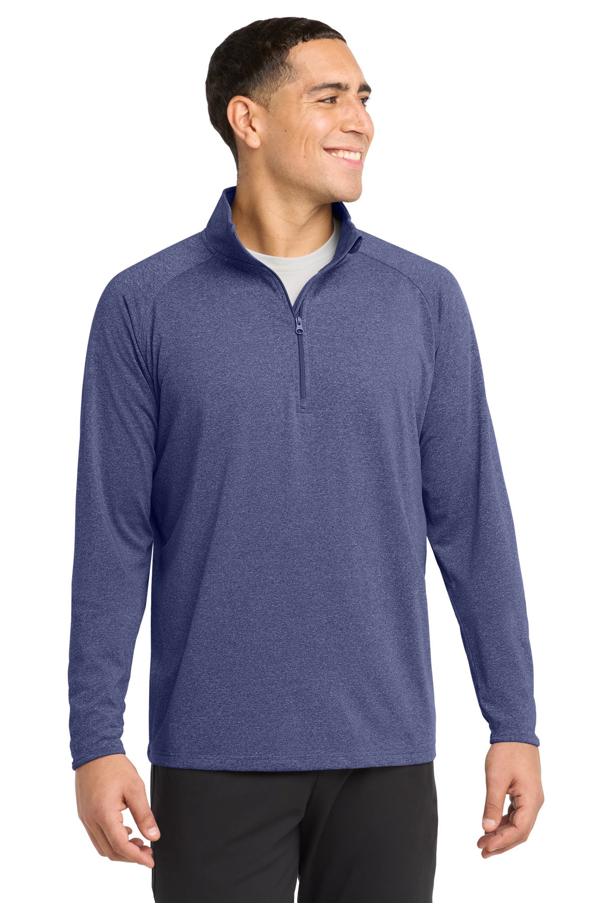Sport-Tek Sport-Wick Stretch 1/4-Zip Pullover - True Navy Heather