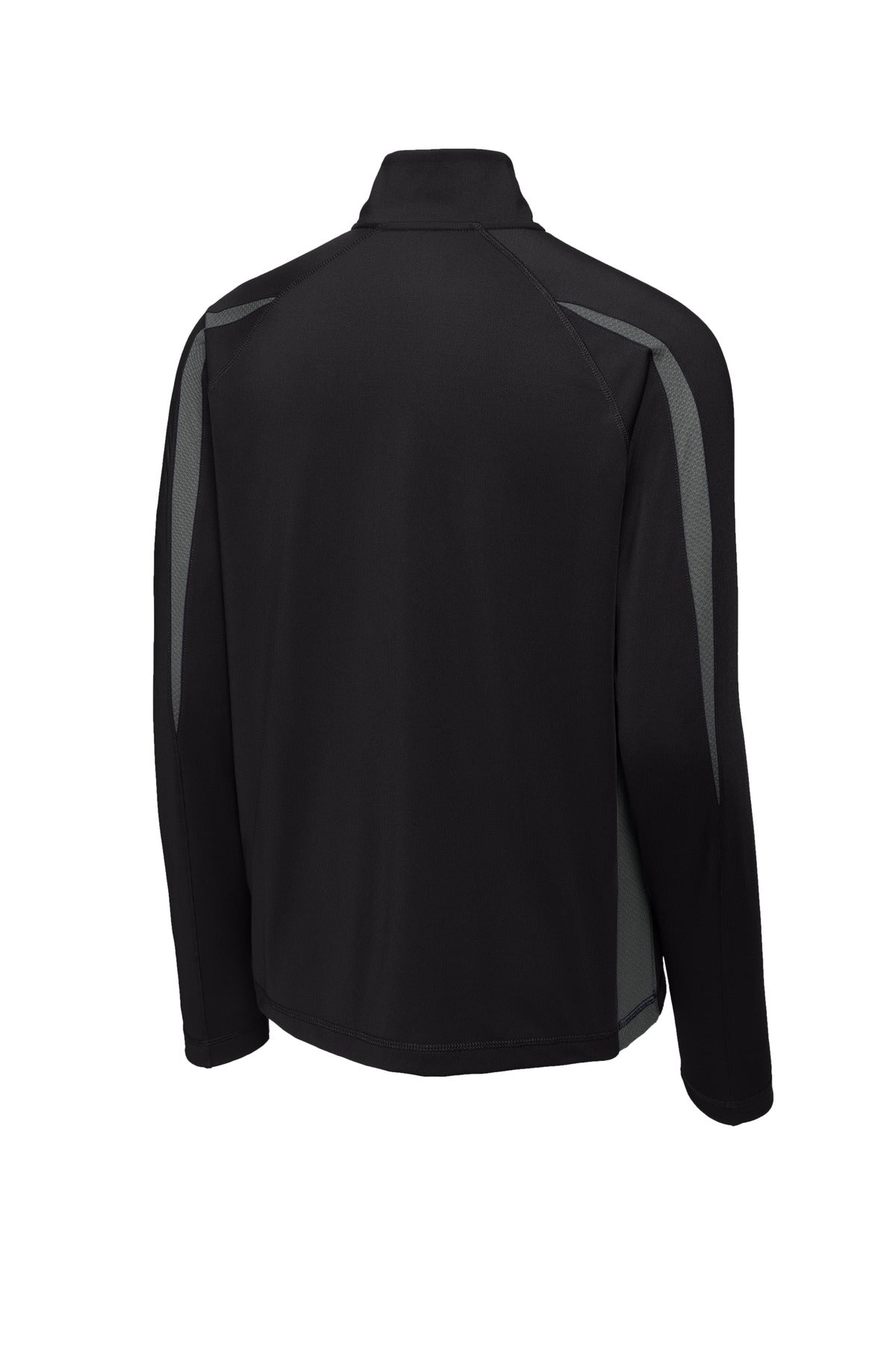 Sport-Tek Sport-Wick Stretch 1/4-Zip Colorblock Pullover - Black/ Charcoal Grey