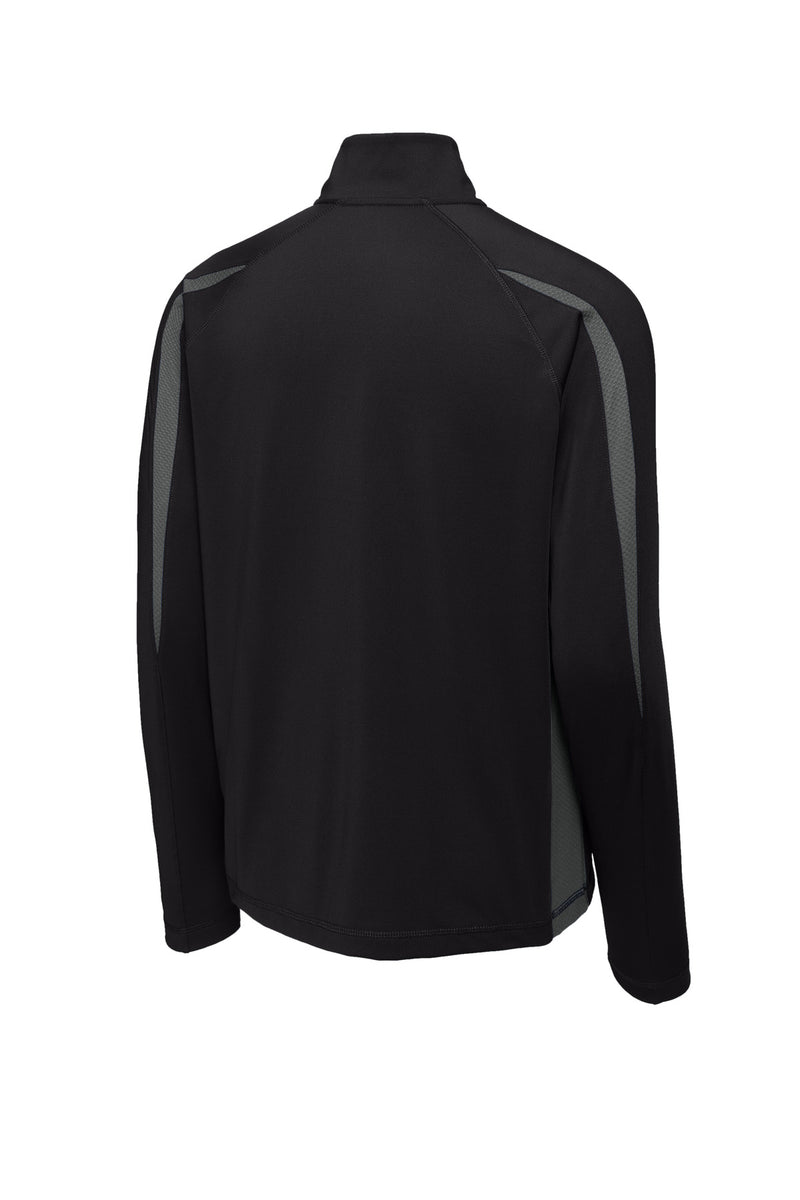 Sport-Tek Sport-Wick Stretch 1/4-Zip Colorblock Pullover - Black/ Charcoal Grey
