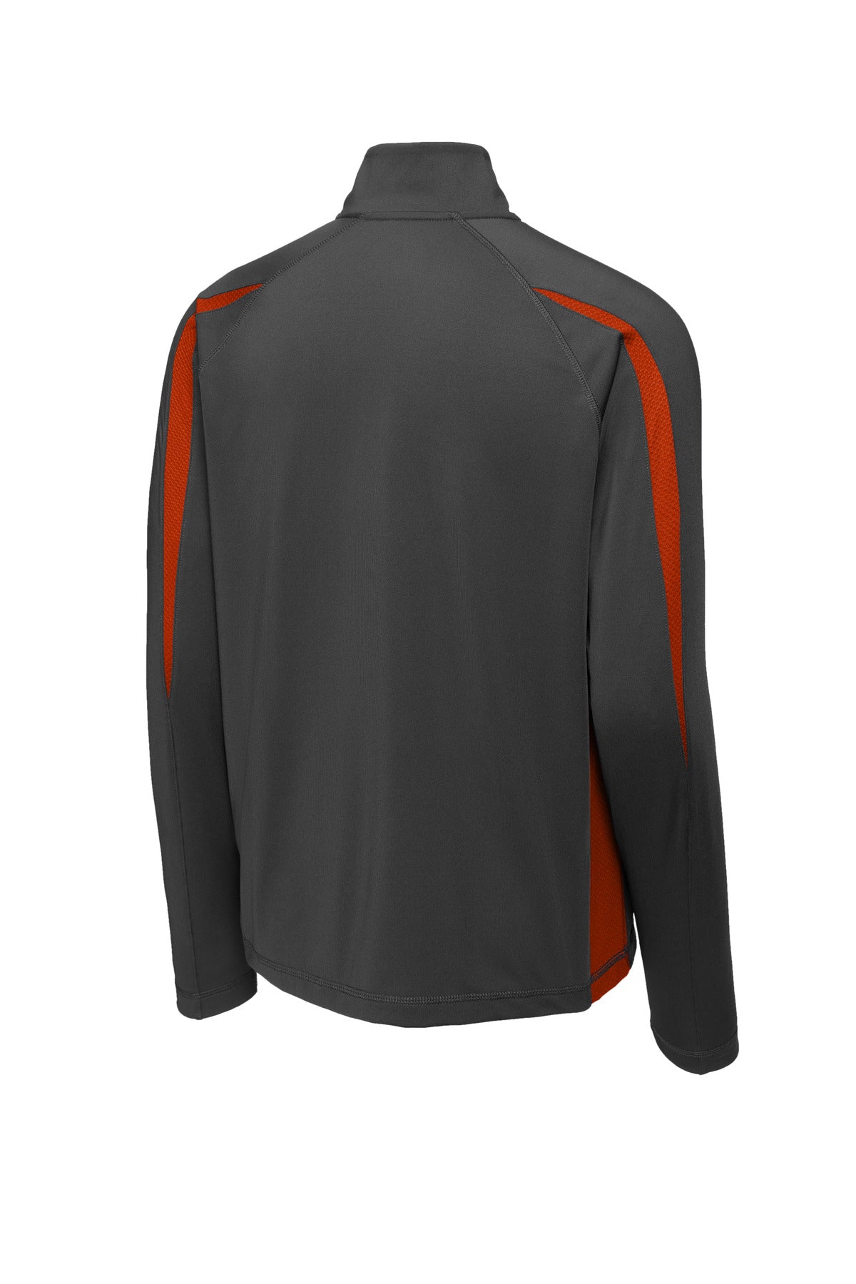 Sport-Tek Sport-Wick Stretch 1/4-Zip Colorblock Pullover - Charcoal Grey/ Deep Orange