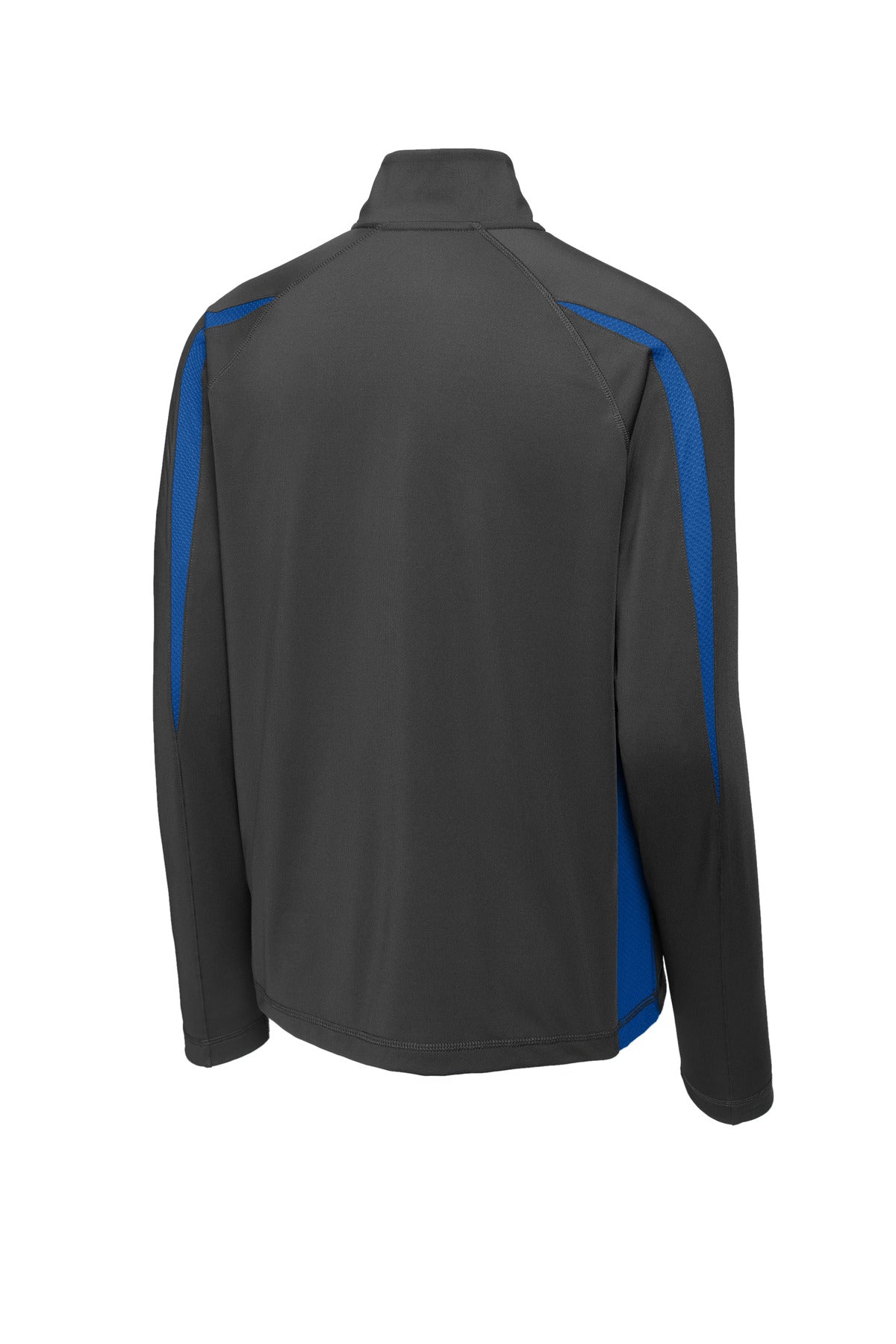 Sport-Tek Sport-Wick Stretch 1/4-Zip Colorblock Pullover - Charcoal Grey/ True Royal