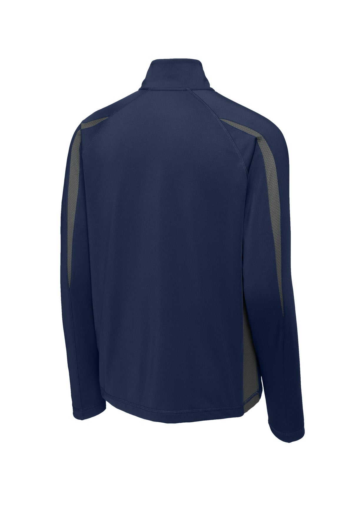 Sport-Tek Sport-Wick Stretch 1/4-Zip Colorblock Pullover - True Navy/ Charcoal Grey