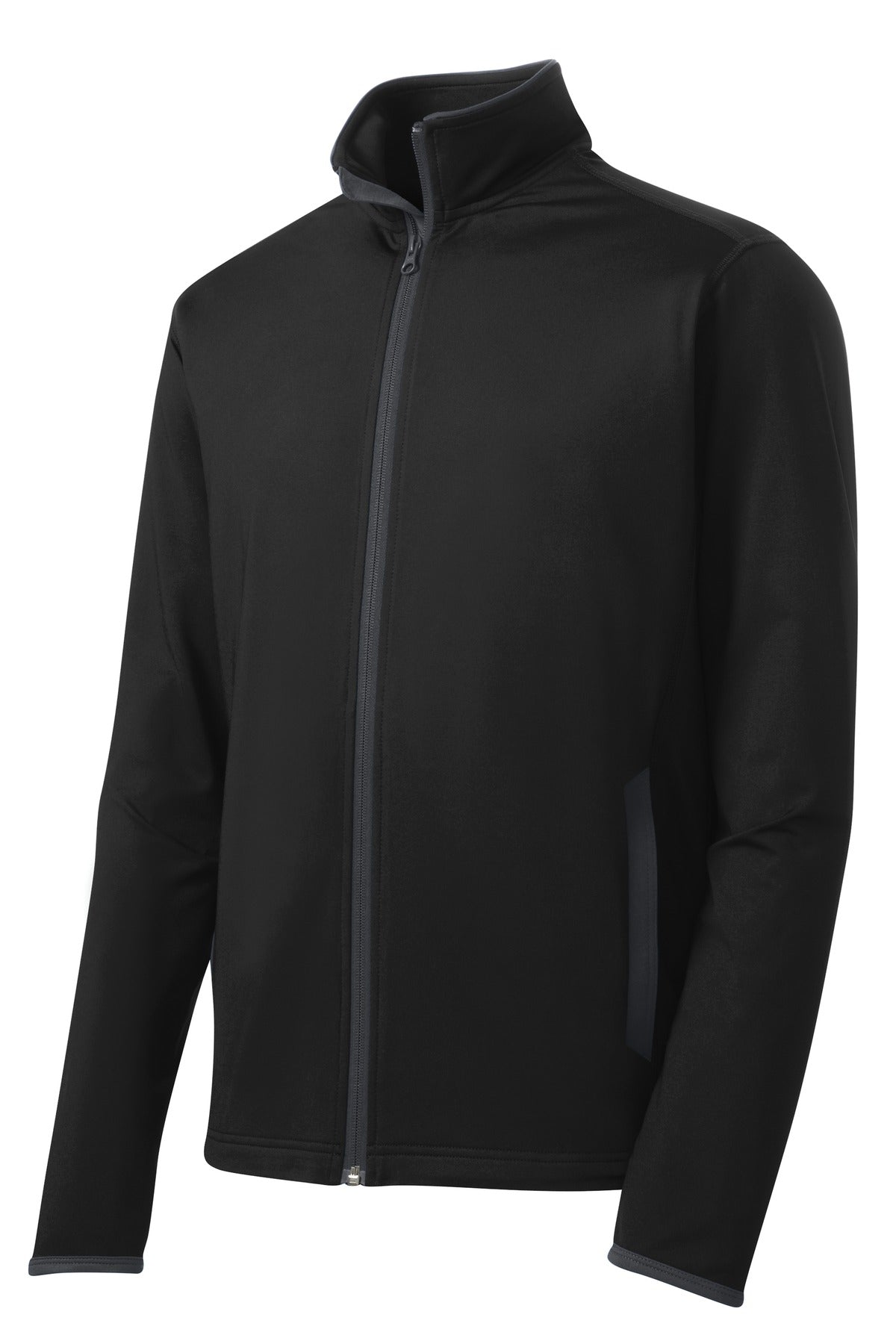 Sport-Tek Sport-Wick Stretch Contrast Full-Zip Jacket - Black/ Charcoal Grey