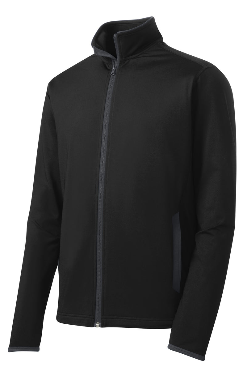 Sport-Tek Sport-Wick Stretch Contrast Full-Zip Jacket - Black/ Charcoal Grey