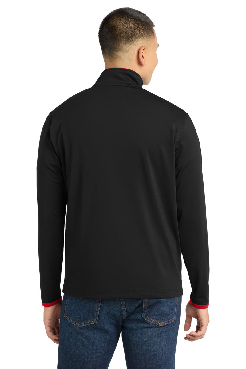 Sport-Tek Sport-Wick Stretch Contrast Full-Zip Jacket - Black/ True Red