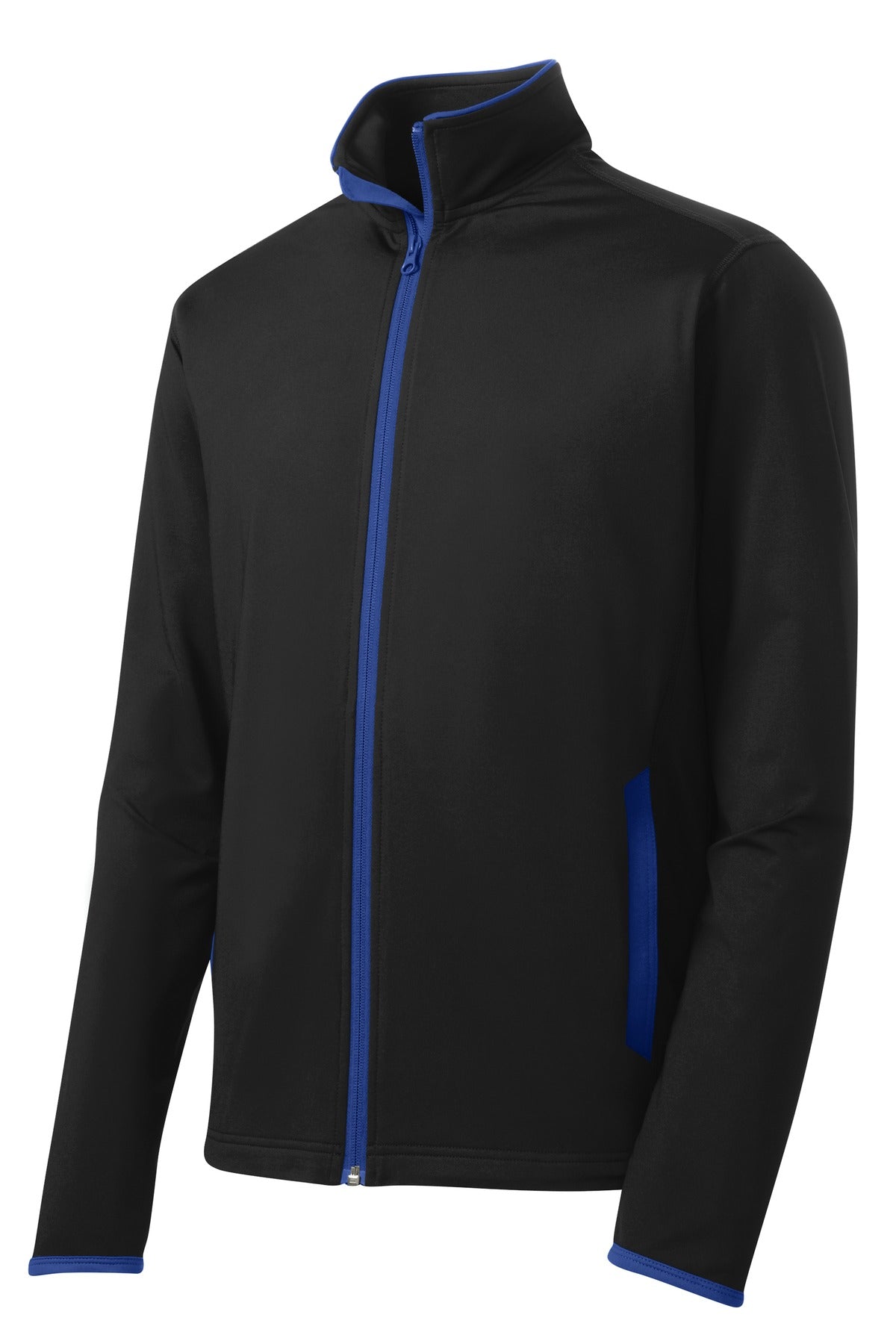Sport-Tek Sport-Wick Stretch Contrast Full-Zip Jacket - Black/ True Royal