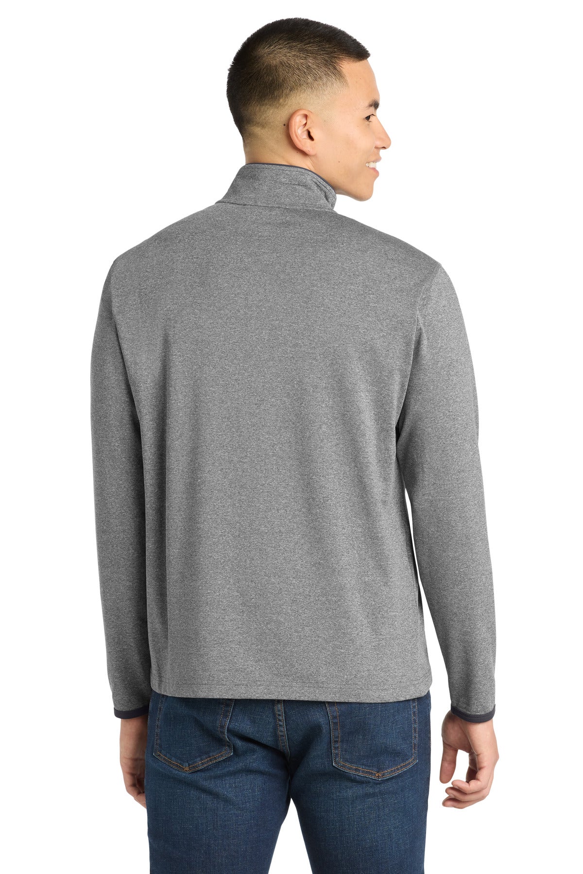 Sport-Tek Sport-Wick Stretch Contrast Full-Zip Jacket - Charcoal Grey Heather/ Charcoal Grey