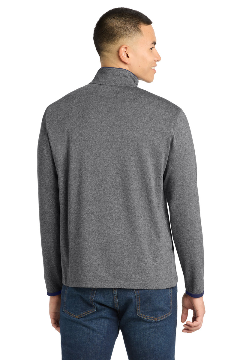Sport-Tek Sport-Wick Stretch Contrast Full-Zip Jacket - Charcoal Grey Heather/ True Navy