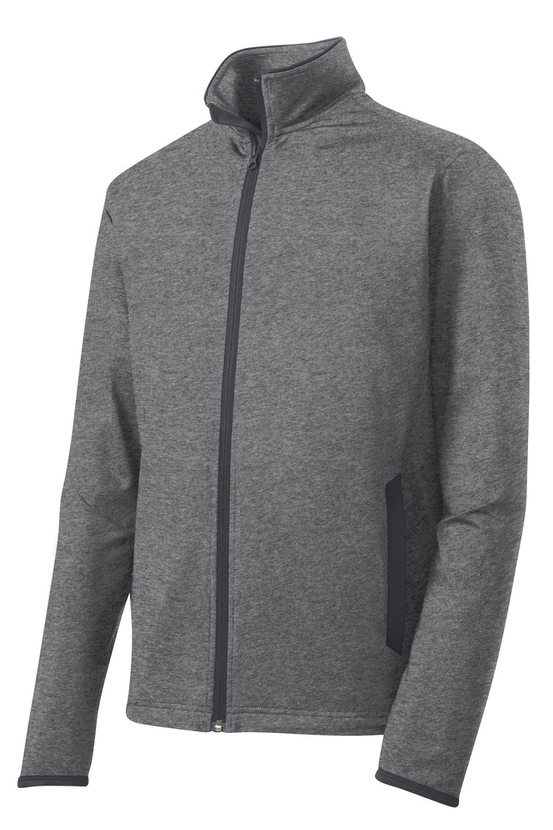 Sport-Tek Sport-Wick Stretch Contrast Full-Zip Jacket - Charcoal Grey Heather/ Charcoal Grey