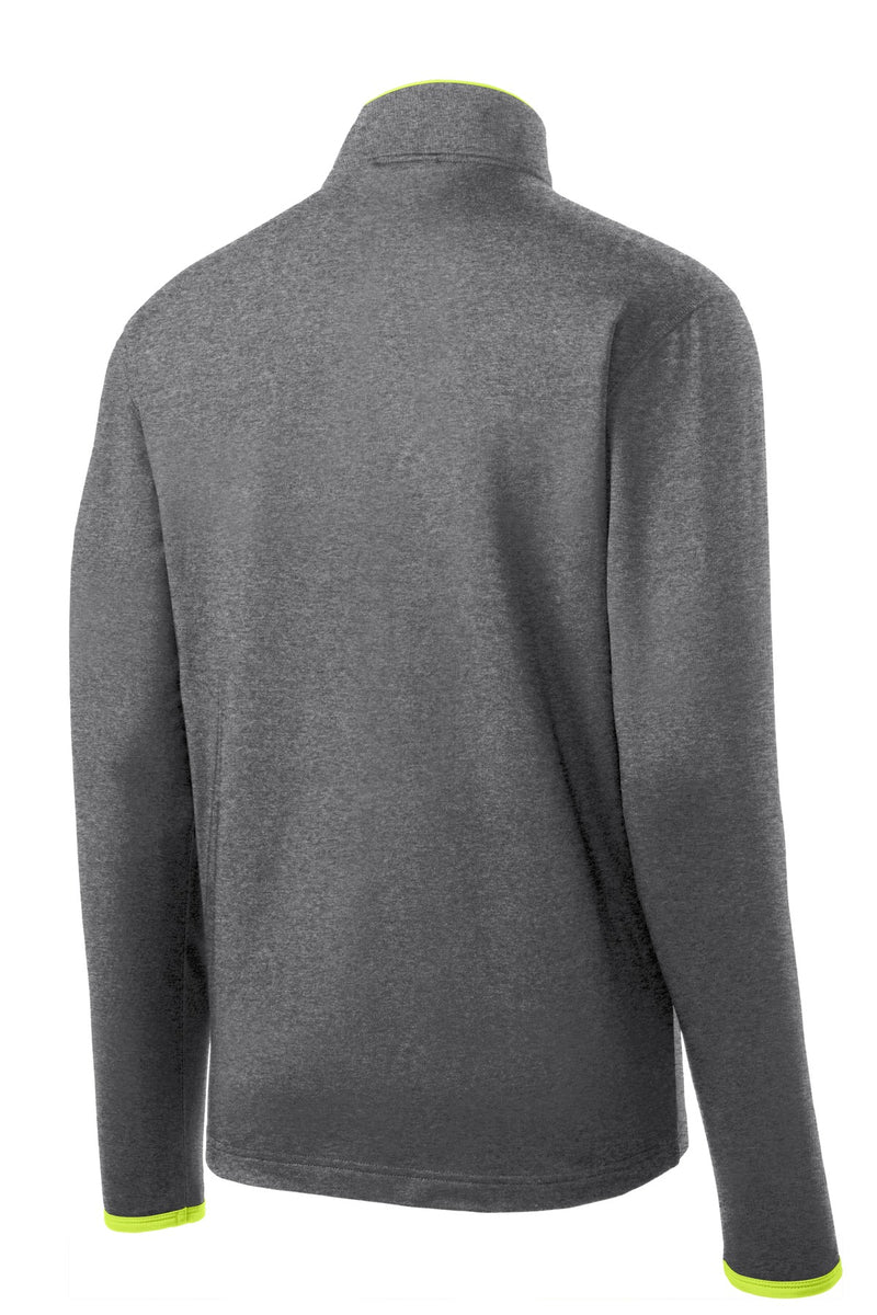 Sport-Tek Sport-Wick Stretch Contrast Full-Zip Jacket - Charcoal Grey Heather/ Charge Green