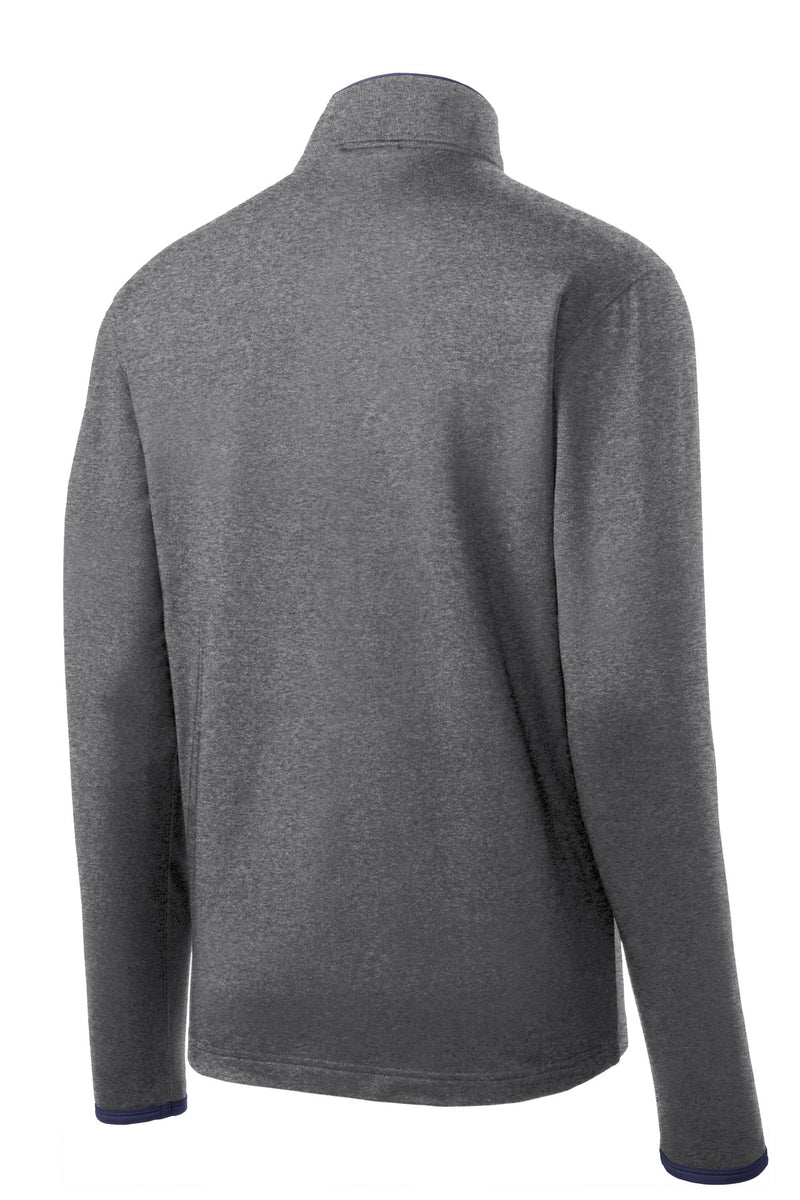 Sport-Tek Sport-Wick Stretch Contrast Full-Zip Jacket - Charcoal Grey Heather/ True Navy