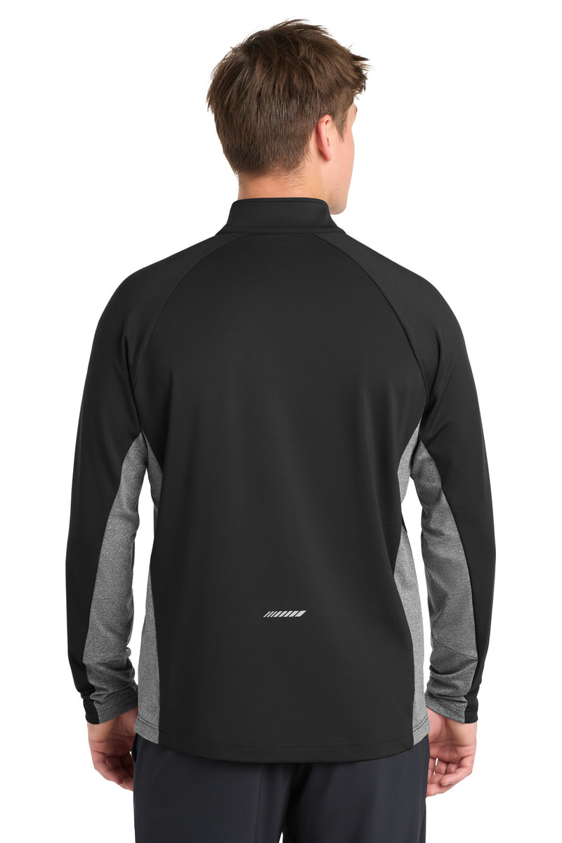 Sport-Tek Sport-Wick Stretch Contrast 1/4-Zip Pullover - Black/ Charcoal Grey Heather