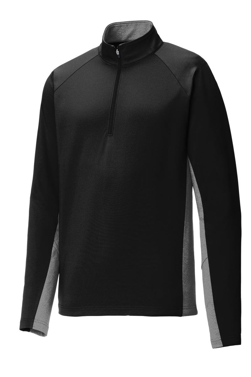 Sport-Tek Sport-Wick Stretch Contrast 1/4-Zip Pullover - Black/ Charcoal Grey Heather