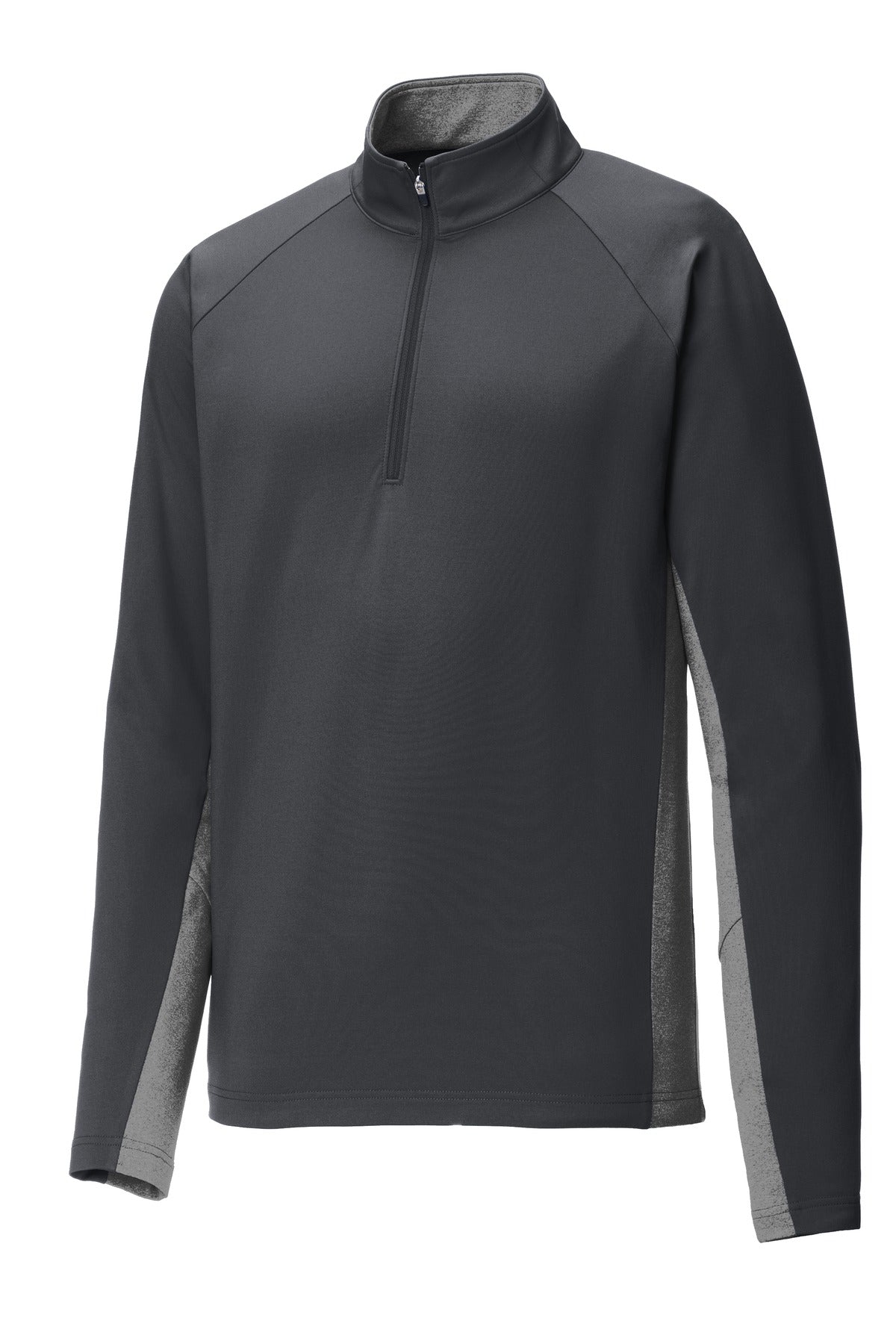 Sport-Tek Sport-Wick Stretch Contrast 1/4-Zip Pullover - Charcoal Grey/ Charcoal Grey Heather
