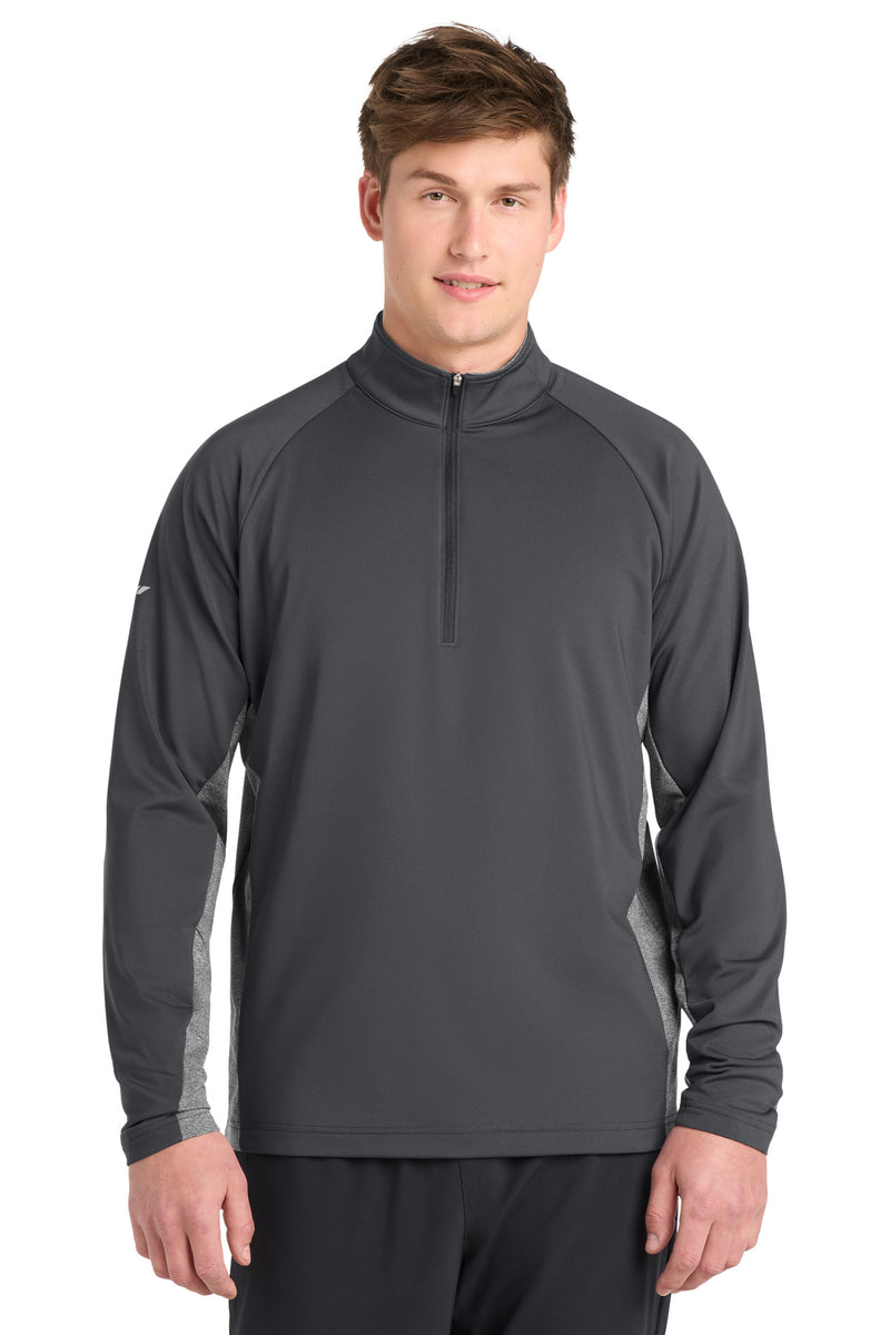 Sport-Tek Sport-Wick Stretch Contrast 1/4-Zip Pullover - Charcoal Grey/ Charcoal Grey Heather