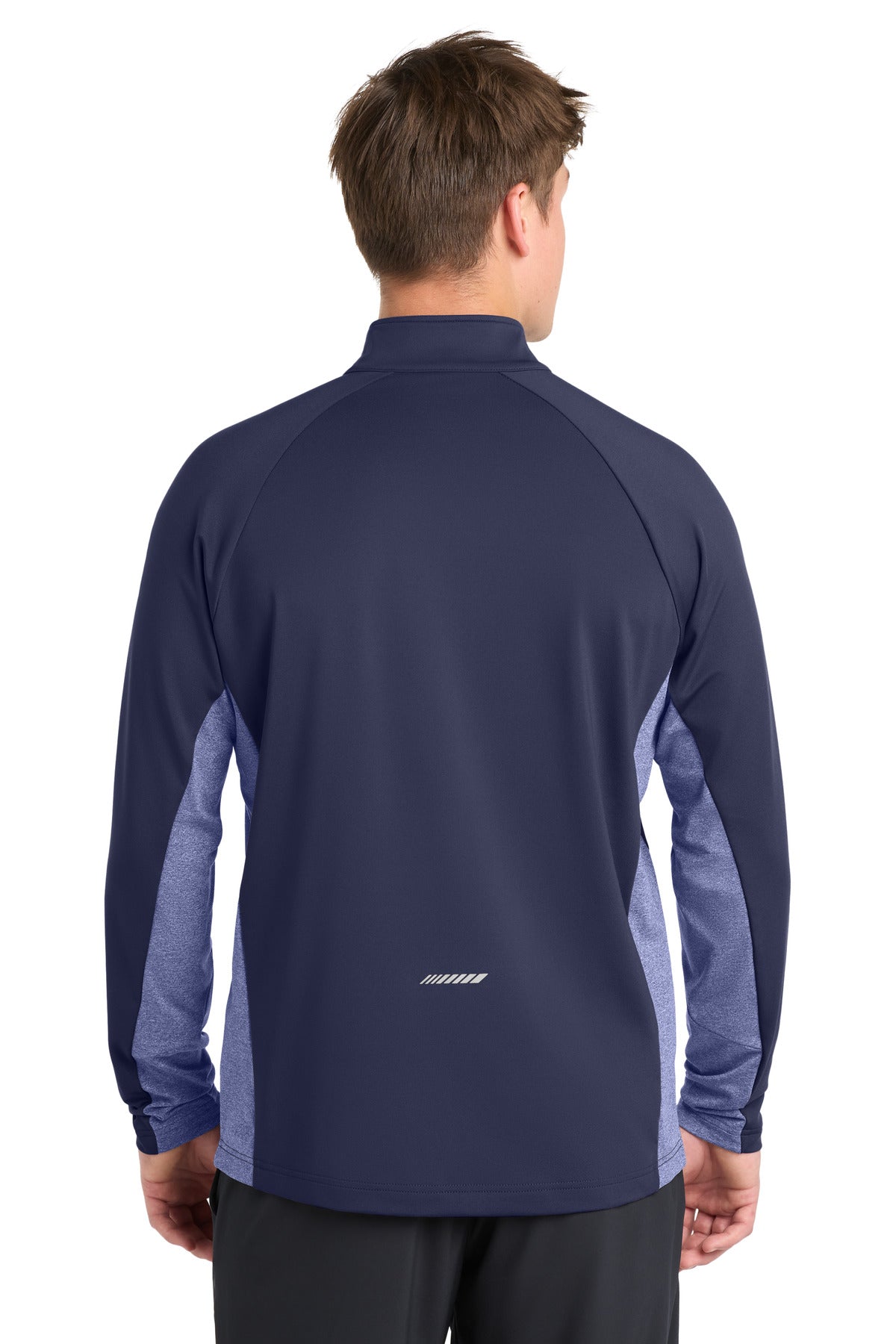 Sport-Tek Sport-Wick Stretch Contrast 1/4-Zip Pullover - True Navy/ True Navy Heather