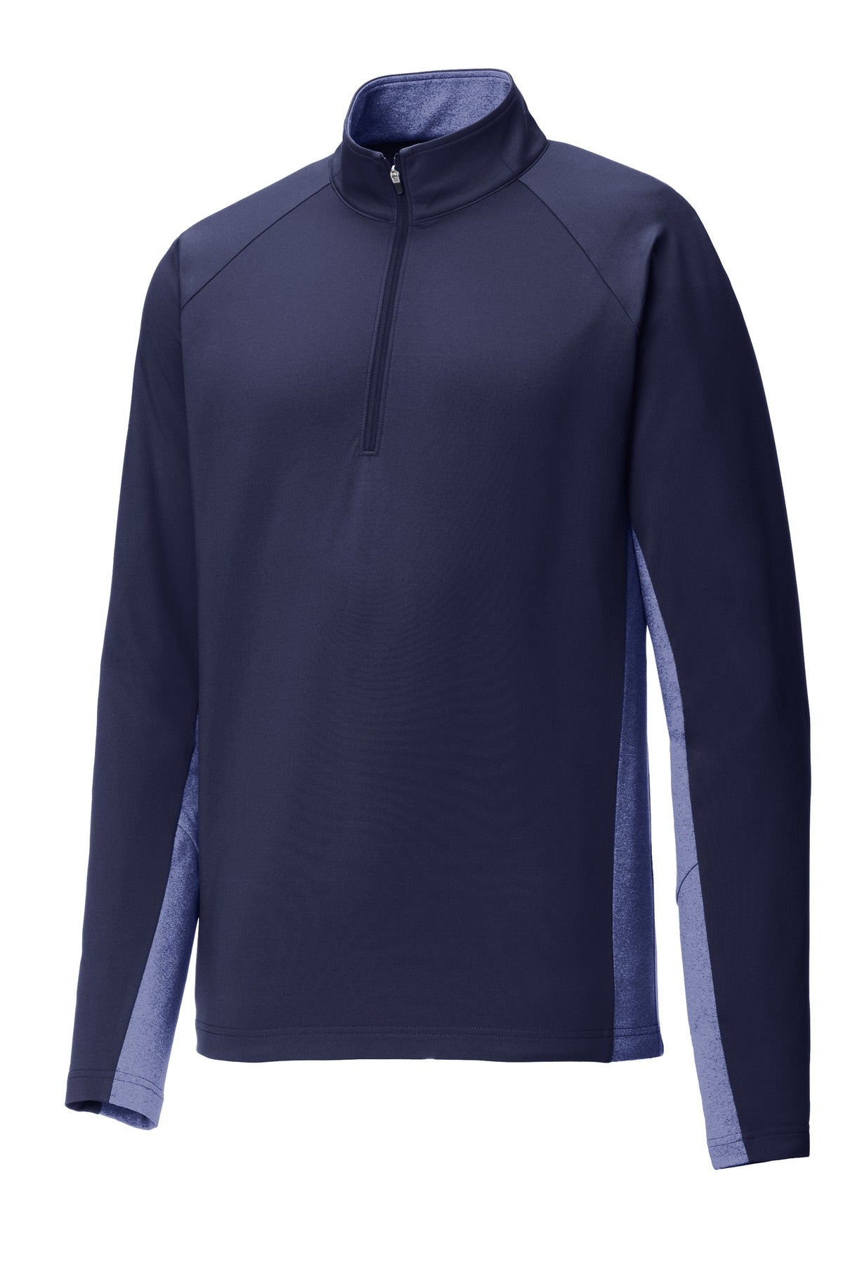 Sport-Tek Sport-Wick Stretch Contrast 1/4-Zip Pullover - True Navy/ True Navy Heather