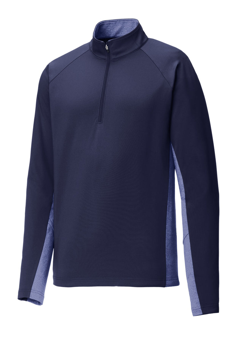 Sport-Tek Sport-Wick Stretch Contrast 1/4-Zip Pullover - True Navy/ True Navy Heather