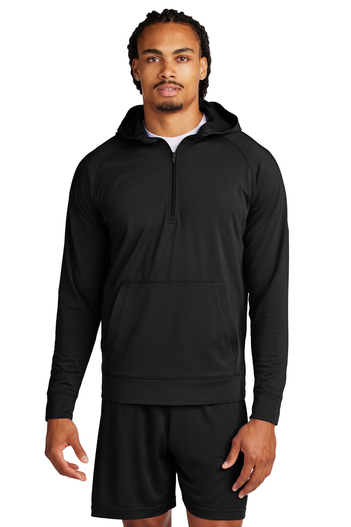 Sport-Tek Sport-Wick Stretch 1/2-Zip Hoodie - Black