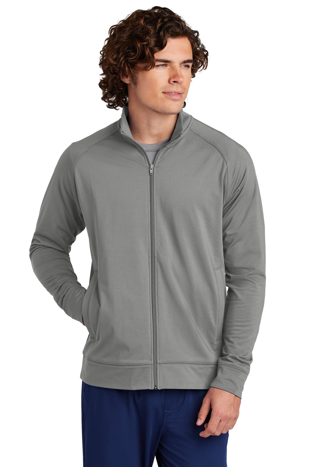 Sport-Tek Sport-Wick Stretch Full-Zip Cadet Jacket - Charcoal Grey