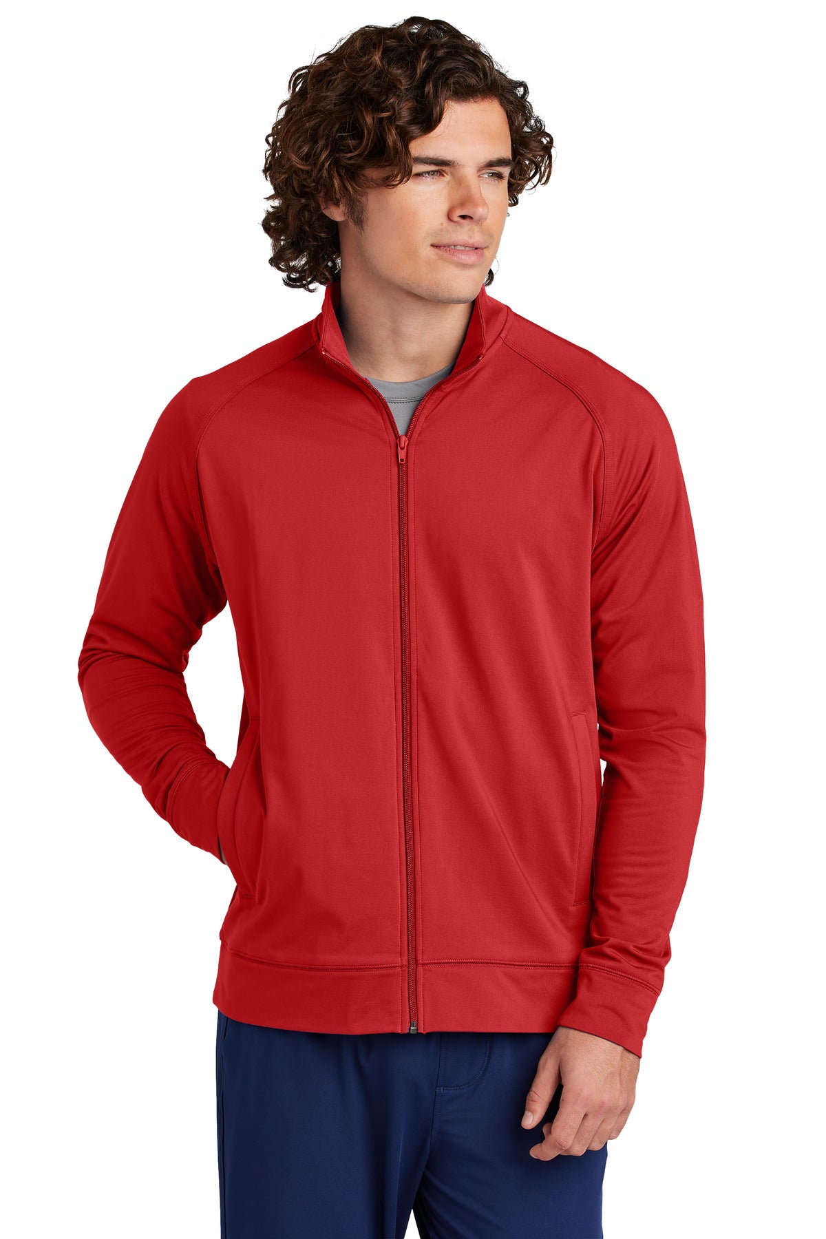 Sport-Tek Sport-Wick Stretch Full-Zip Cadet Jacket - Deep Red