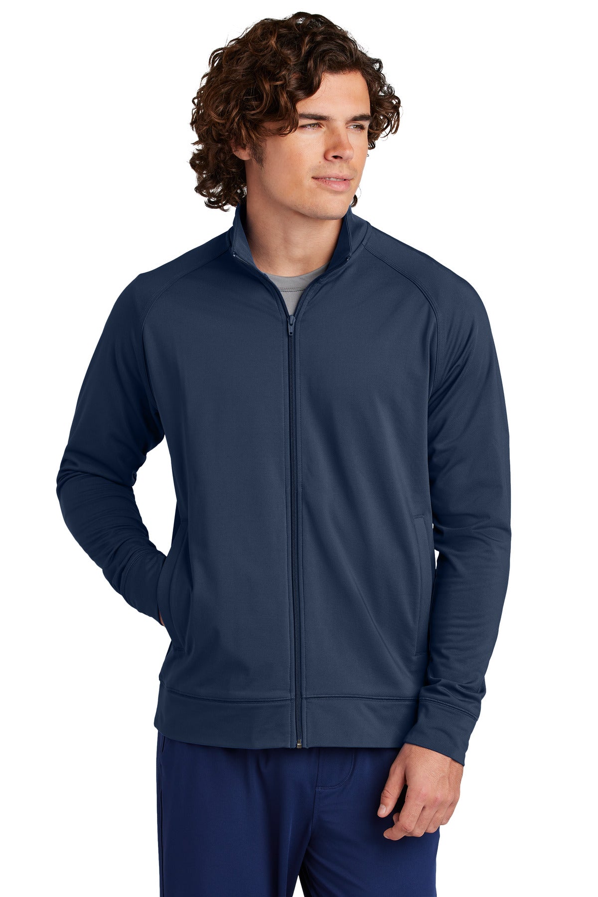 Sport-Tek Sport-Wick Stretch Full-Zip Cadet Jacket - True Navy