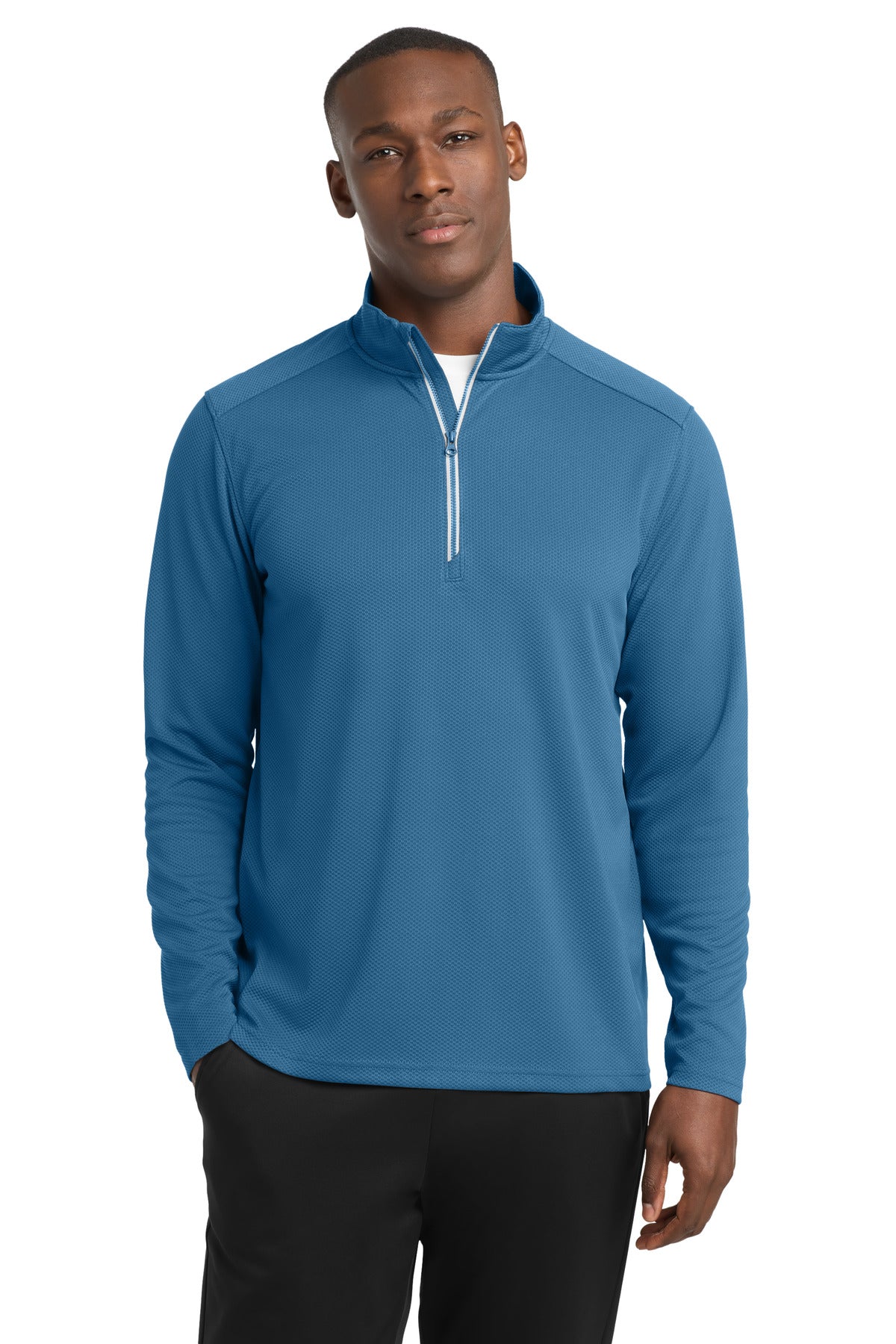 Sport-Tek Sport-Wick Textured 1/4-Zip Pullover - Dawn Blue