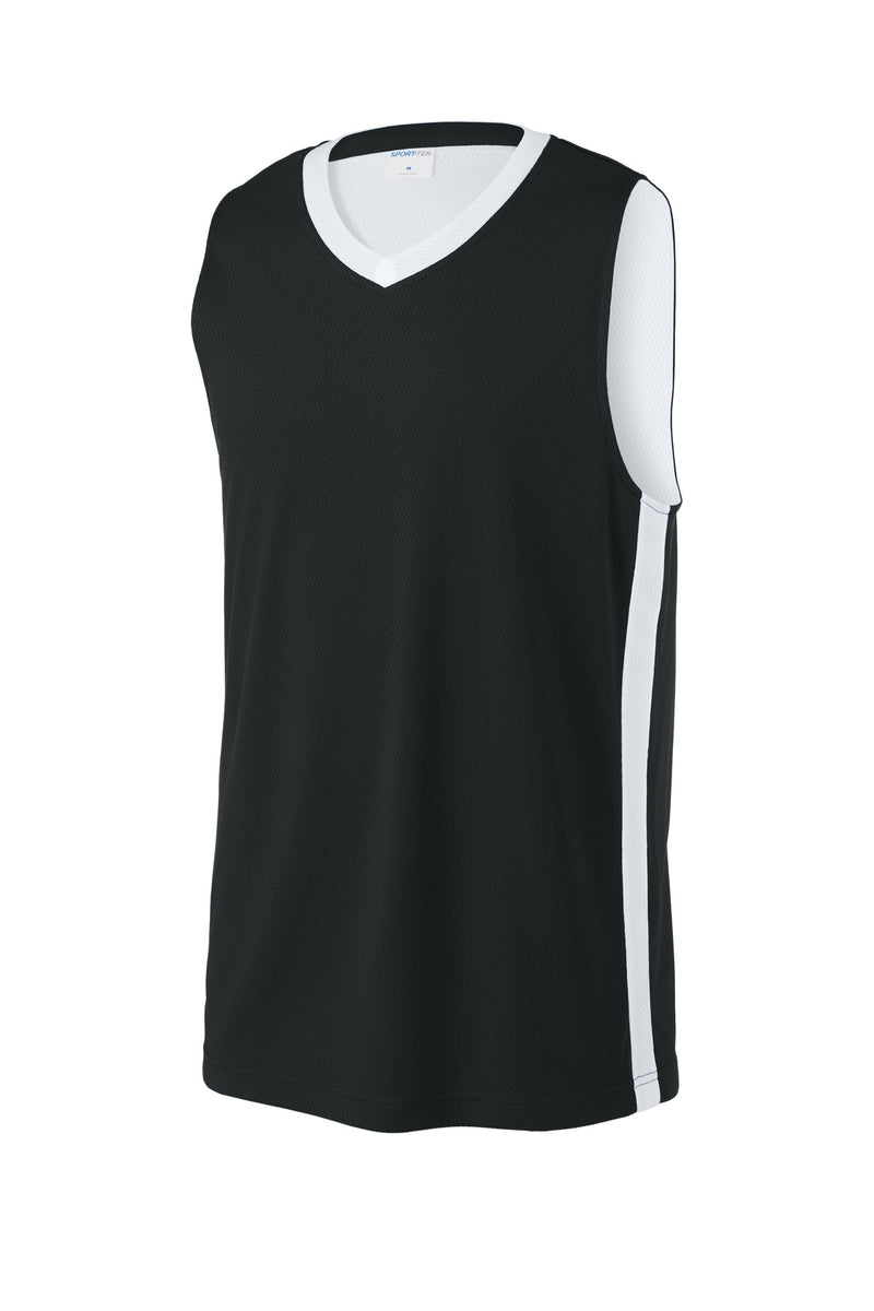 Sport-Tek Rival Basketball Rev Jersey - Black/ White