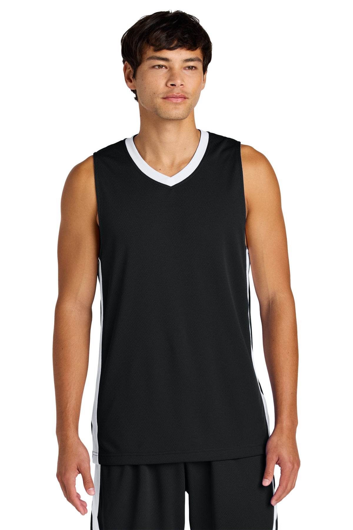 Sport-Tek Rival Basketball Rev Jersey - Black/ White