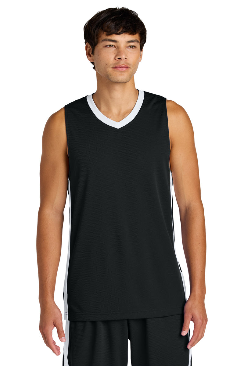 Sport-Tek Rival Basketball Rev Jersey - Black/ White