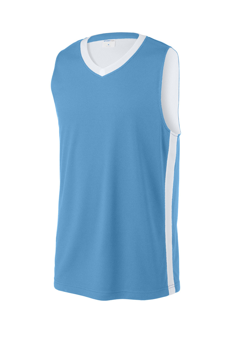 Sport-Tek Rival Basketball Rev Jersey - Carolina Blue/ White