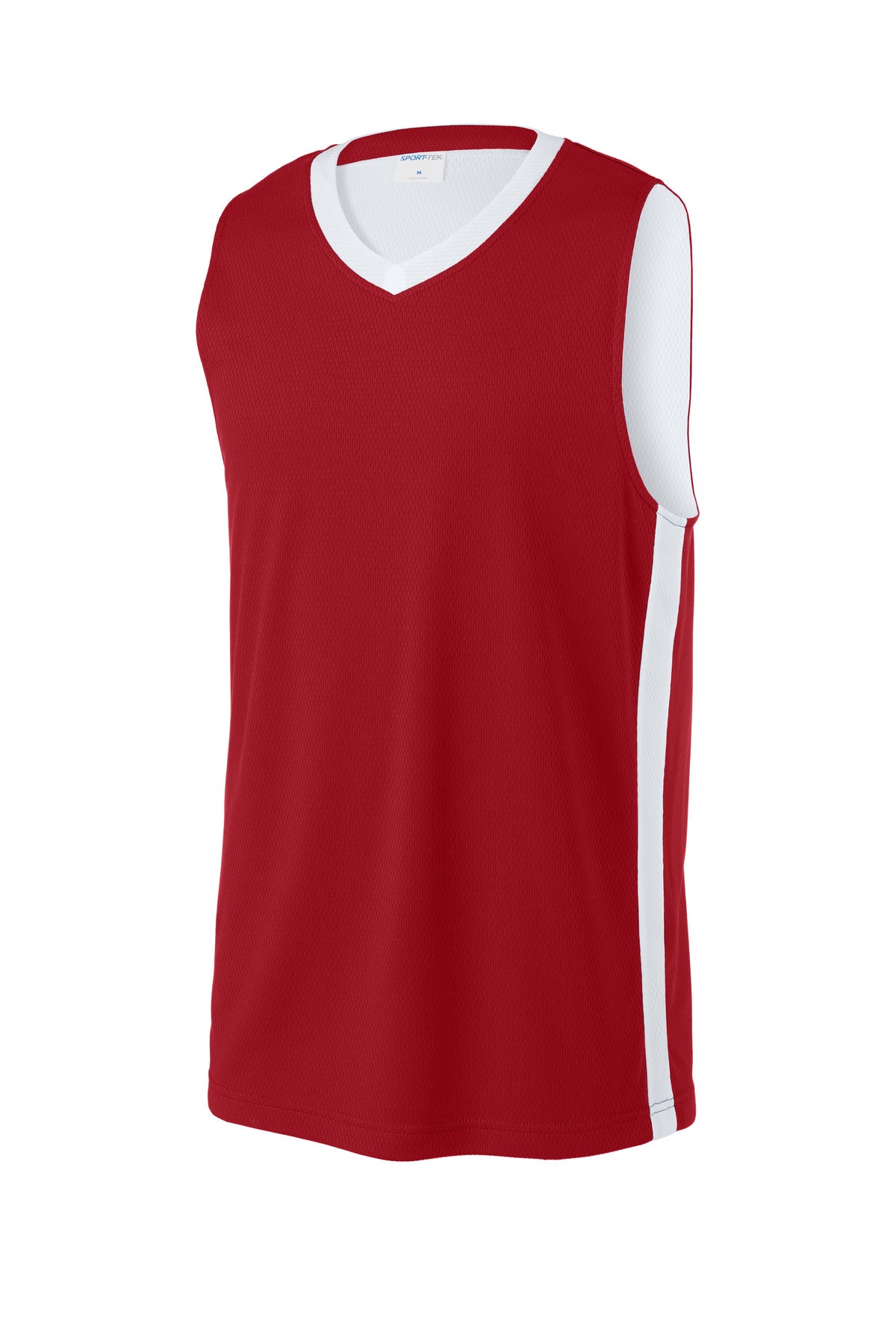 Sport-Tek Rival Basketball Rev Jersey - Deep Red/ White